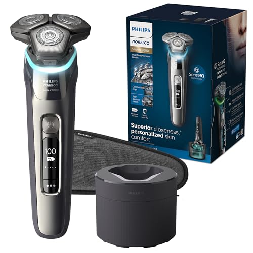 Philips Norelco 9500 Rechargeable Wet & Dry Electric Shaver with Quick Clean, Travel Case, Pop up Trimmer, S9985/84