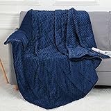 Alomidds Weighted Blanket (60'x80',20lbs Queen Size - Navy), Weighted Blankets for Adults, Cooling Breathable Soft and Comfort Minky, Heavy Blanket Microfiber Material with Glass Beads