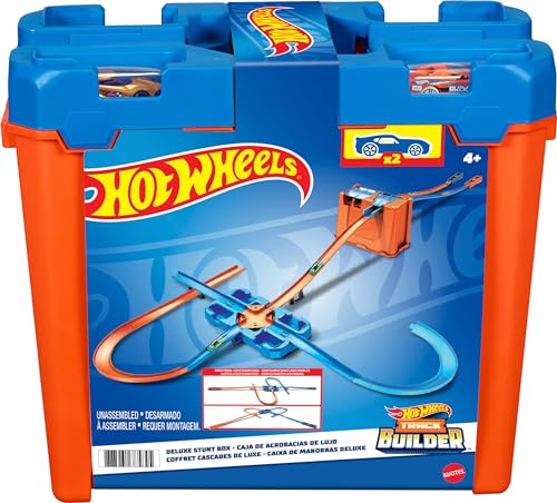 Hot Wheels Toy Car Track Set, Track Builder Playset, Deluxe Stunt Box with 25 Component Parts & 1:64 Scale Vehicle (Amazon Exclusive)