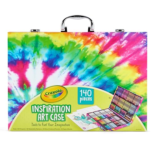 Crayola Inspiration Art Case Coloring Set - Tie-Dye (140ct), Art Set For Kids, Kids Art Supplies for School, Gift for Girls & Boys [Amazon Exclusive]