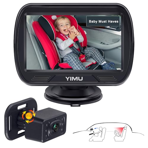 YIMU 720P Rear Seat Baby Car Camera, Car Headrest Quick-Install Monitor, Night Vision, 360° Rotatable (KB41)