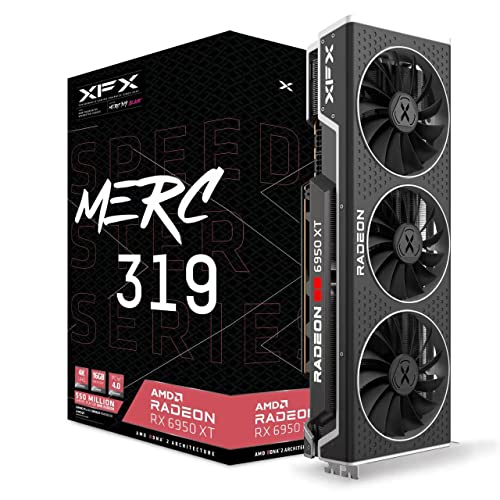 XFX Speedster MERC319 RX 6950XT Black Gaming Graphics Card with 16GB GDDR6 HDMI 3xDP, AMD RDNA 2 - RX-695XATBD9