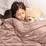 Luna Luxe Cotton Weighted Blanket Kids - Premium Soft Weighted Blanket for Kids - Travel Blanket [10lbs - Twin - 41' x 60'] [Blush]