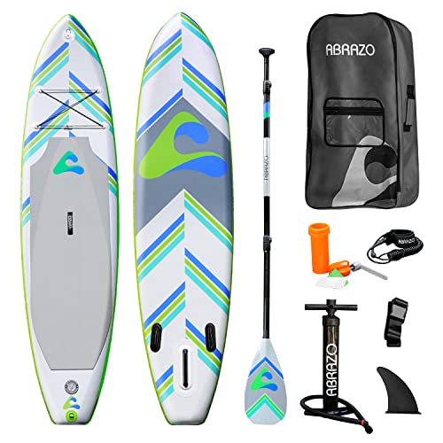 Abrazo Inflatable Stand Up Paddle Board for Adults - Durable, Thick and Slip Resistant Paddle Board with SUP Accessories, Includes Patch Repair Kit, Hand Pump, Ankle Cuff and Leash, and SUP Carry Bag