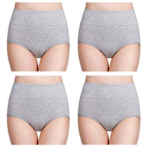 wirarpa Women's Cotton Postpartum Underwear High Waisted Ladies Panties Full Coverage Briefs Heather Grey Small