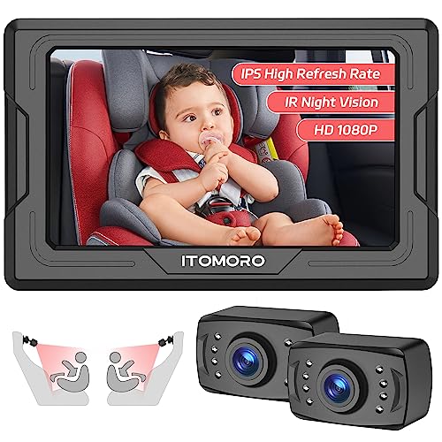 Itomoro Baby Car Camera HD 1080P Dual-Channel Display Car Baby Camera with 2 IR Night Vision Camera, Easily Install 4.3'' Car Camera for Baby with Crystal Clear Wide View for Rear Facing Seat