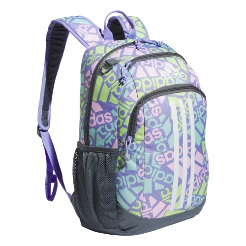 adidas Creator 2.0 Backpack (21L) Durable Small Athletic Student Laptop Bag for Boys/Girls, Adi Multi Collage Light Purple/Onix Grey/White, One Size