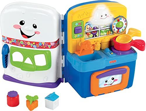 Fisher-Price Baby & Toddler Toy Laugh & Learn Learning Kitchen Playset with Music Lights & Bilingual Content for Infants Ages 6+ Months