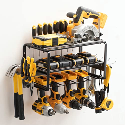 Power Tool Organizer Utility Rack , Heavy Duty Alloy Steel Garage Tool Organizers Cordless Drill Holder and Storage Organization, Tool Shelf Pegboard Wall Mount Organizer, Perfect for Father's Day