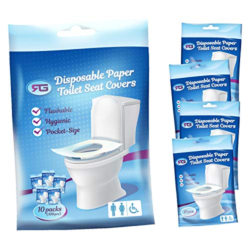 Rockland Guard - Disposable Toilet Seat Covers Flushable Paper Travel Pack (100-Count)