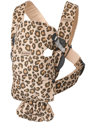 BabyBjörn Baby Carrier Mini, Cotton, Beige/Leopard, 1 Count