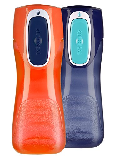 Contigo Trekker Kids Water Bottle with Spill-Proof Lid, 14oz Water Bottle with Leak-Proof Technology, BPA-Free, 2-Pack Navy & Nectarine