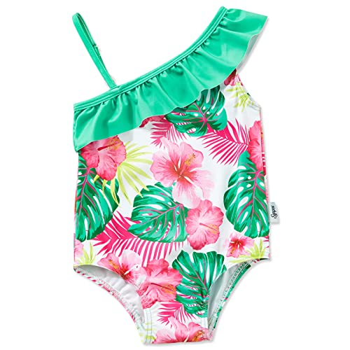 SYNPOS Baby Girl One Piece Swimsuit Mermaid Ruffle Swimwear Cute Floral Toddler Girl Beach Bathing Suit