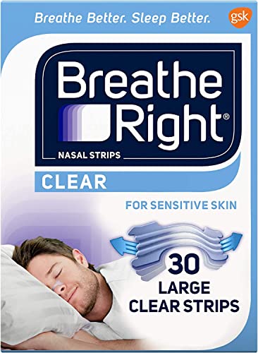 Breathe Right Nasal Strips Clear For Sensitive Skin Large 30 Each (Packs of 6)