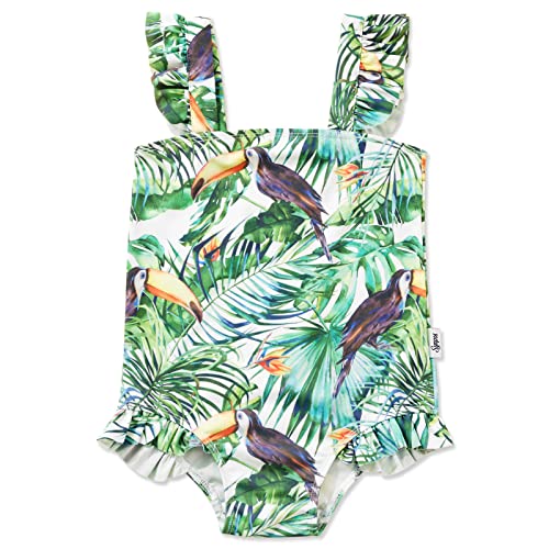 SYNPOS Baby Girl One Piece Swimsuit Mermaid Ruffle Swimwear Cute Floral Toddler Girl Beach Bathing Suit