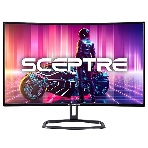 Sceptre Curved 32' FHD 1080p Gaming Monitor Up to 240Hz 1ms 99% sRGB AMD FreeSync Premium Build-in Speakers, HDMI x3 Displayport Machine Black (C325B-FWD240)