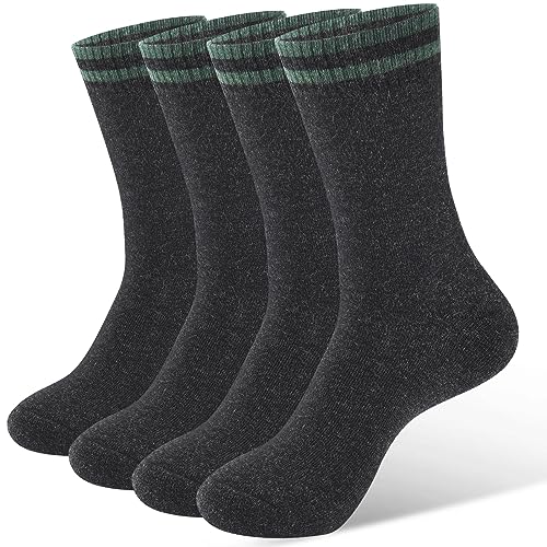 NinetoFiveLife Pack of 4 Winter Warm Wool Socks Hiking Socks Knit Outdoor Recreation Socks for Men Soft and Comfortable