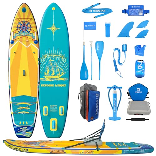 iTAOSTAR J03A 34' Extra Wide Paddle Board for Better Balance, Inflatable Stand Up Paddle Board with Premium SUP Accessories, Inflatable Paddle Boards for Adults/Youth of All Skill Levels