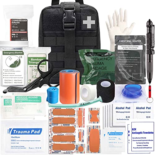 Ifak Trauma Kit, 74 Piece Upgrade Tactical First Aid Supplies, Molle Ifak Pouch Rip Away Refill Supplies for Survival Camping Hiking Travel