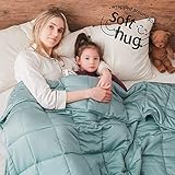 Dornroscn Viscose Made from Bamboo Cooling Weighted Blanket 15lbs-48’’x72’’-Twin Size for Adults and Kids Cooling Heavy Blanket with Premium Glass Bead for Sleepers, Sea Grass