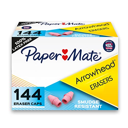 Paper Mate Arrowhead Pink Pearl Cap Erasers, 144 Count