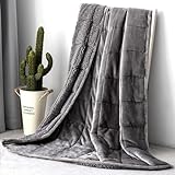 Topblan Sherpa Fleece Weighted Blanket 15lbs, Uniformed Color with Fuzzy Fleece and Shaggy Sherpa to Help with Better Sleep, 48x72 inches, Grey