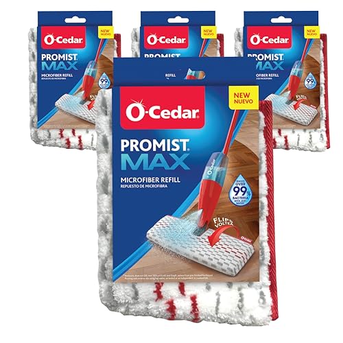 O-Cedar ProMist MAX Washable Refill, 4 Count (Pack of 1), Red and White