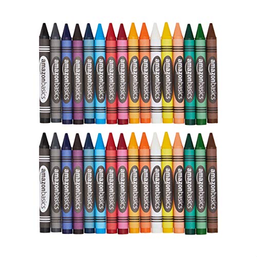 Amazon Basics Jumbo Crayons - 16 Count (2 Packs of 8) Multi Color