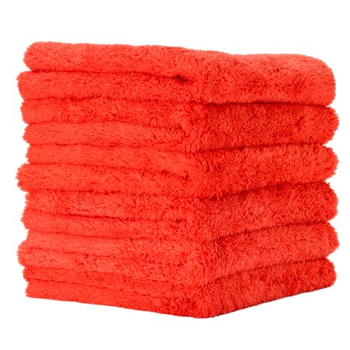 PROJE' Red Microfiber Towel for Car - Ultra Absorbent - Car Drying, Polishing, Buffing Cloth & Interior Detailing Towel - 500 GSM 16x16in - Auto Detailing Supplies - Pack of 6 Premium Car Care