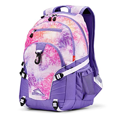 High Sierra Loop Backpack, Travel, or Work Bookbag with tablet sleeve, One Size, Unicorn Clouds/Lavender/White