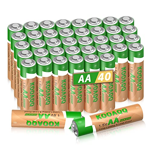 KOOAQQ Alkaline AA Batteries 40 Pack,[2024 New Version] High-Performance 1.5V Double A Battery,Long Lasting,Low Self Discharge - All Purpose Batteries for Household and Daily Use,Single Use Battery