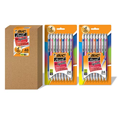 BIC Xtra-Sparkle Mechanical Pencil, Medium Point (0.7mm), Fun Design With Colorful Barrel, 48-Count