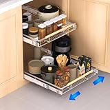 KIKIBRO Pull Out Drawer Cabinet Organizer, Expandable Slide Out Storage Shelves for Cabinets, Under Sink and Wardrobe, 16.3'~26.3' Wide x 17.3' Deep, 1 Pack