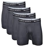 Bamboo Sports Mens Bamboo Boxer Briefs Underwear - Soft & Comfortable Fit 4 inch inseam