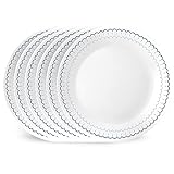 Corelle 6-Piece 10.25' Dinner Round Plates, Vitrelle Triple Layer Glass, Lightweight Round Plates, Large Round Plates, Chip and Scratch Resistant, Microwave and Dishwasher Safe, Caspian