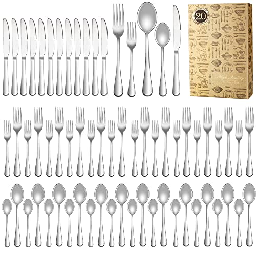 Nomeyar Silverware Set, Satin Finish 60-Piece Stainless Steel Flatware Set,Kitchen Utensil Set Service for 12,Tableware Cutlery Set for Home and Restaurant, Dishwasher Safe