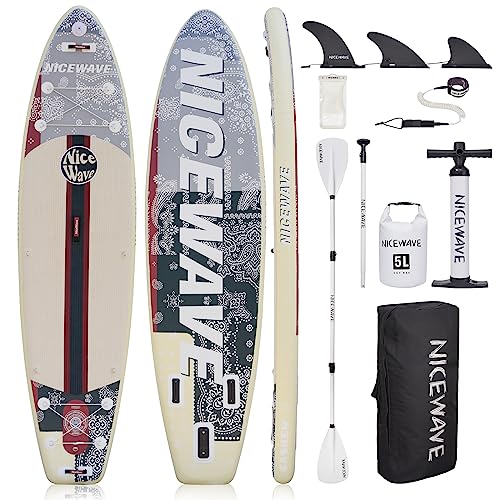 NiceWave Inflatable Stand Up Paddle Boards for Adults/Youth with Camera Mount (11' Ultra-Light SUP Paddleboards) with Premium ISUP Accessories and Backpack