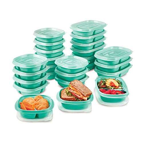 Rubbermaid 50-Piece Food Storage Containers Set with Lids, Teal Splash – Perfect for Lunch, Meal Prep, Leftovers & More – Top Rack Dishwasher Safe, BPA-Free Plastic