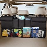 COOLBEBE Car Trunk Organizer Car Storage, Back Storage Hang Trunk Organizer with 5 Deep Pockets and 4 Pockets Mesh, Car Backseat Organizer for SUV Van Container, Travel Storage Saves Space