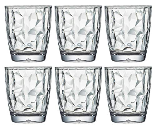 VEILEDGEM 10 Oz 6-Piece Unbreakable Drinking Glasses Tritan Plastic Tumblers Dishwasher Safe BPA Free Small Acrylic Juice Glasses for Kids Plastic Water Glasses (10 Oz 6 Pieces Clear)