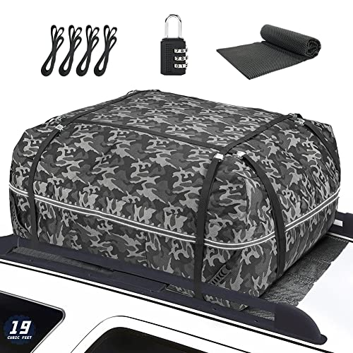 YOULERBU Car Roof Bag 17 Cubic Feet Large Roofing Cargo Carrier Bags Waterproof Soft Rooftop Luggage Storage Box for Any Cars with Roof Rack/Rails/Bars