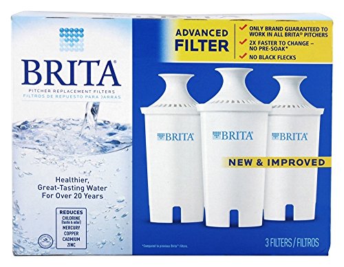 Brita Water Pitcher Replacement Filters, White 3 Filters