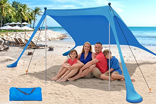 YENGIAM Beach Canopy Beach Tent Pop Up Shade 7.5X7.5 FT Portable Sun Shelter Extra Windproof Rope Stable Sun Protection with Carry Bag Easy Set Up for Family Outdoor Camping Fishing Backyard Picnics