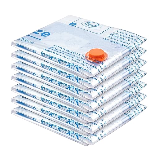 Vacuum Storage Bags 7 Jumbo, Space Saver Sealer Bags, Airtight Compression Bags for Clothes, Pillows, Comforters, Blankets, Bedding