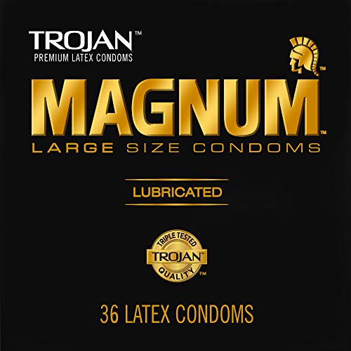 TROJAN Magnum Lubricated Large Condoms, Comfortable and Smooth Lubricated Condoms for Men, America’s Number One Condom, 36 Count Pack