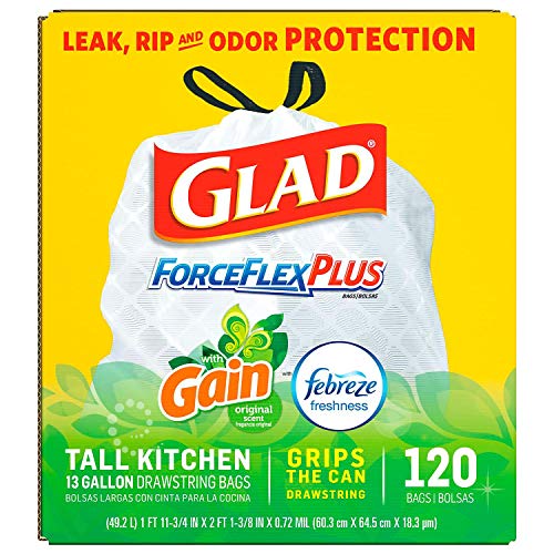 Glad Glad Forceflexplus 13-Gallon Tall Kitchen Drawstring Trash Bags 120 Ct