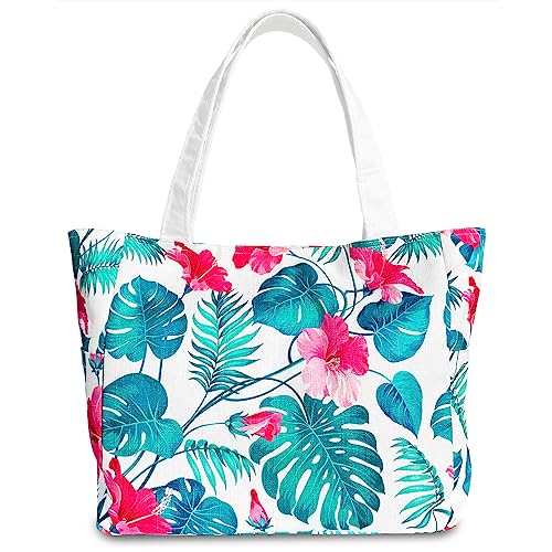 Bloomhale Designer Beach Bags and Totes - Large Flower Beach Tote Waterproof Sandproof Holds All Your Beach Essentials for Vacation, Picnic or Pool - The Perfect ‘Do It All’ Summer Tote Bag for Women.