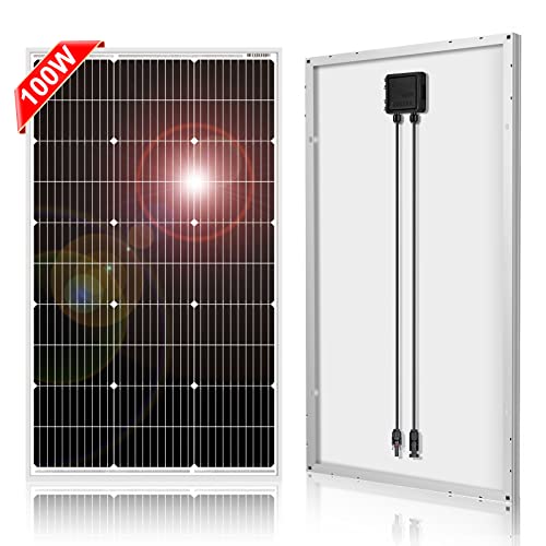 DOKIO 100w 18v Solar Panel German TÜV Certification Monocrystalline(HIGH Efficiency) to Charge 12v Battery(Vented AGM Gel) or Off-Grid and Hybrid Power System for Home/Garden RV,Boat