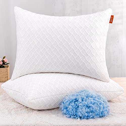 OYT Memory Foam Cooling Bed Pillows for Sleeping - 2 Pack Adjustable Standard Size Gel Shredded Pillows for Sleeping Set of 2 with Side Back Sleepers Washable Removable Cover