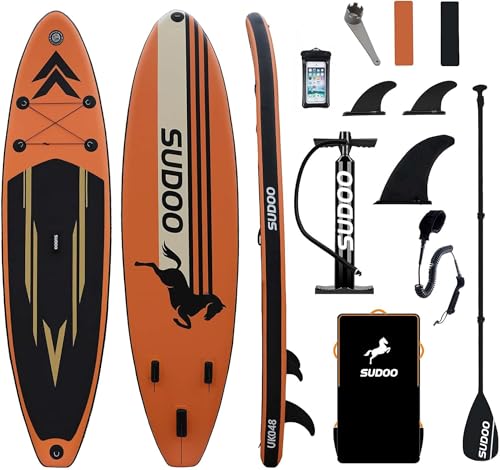 SUDOO Inflatable Stand Up Paddle Board 11'x33 x6 Ultra-Light SUP Stand-Up Paddleboard for Adults & Youth with Backpack, Pump, Paddle, Coil Leash, Triple Fins, Repair Kit